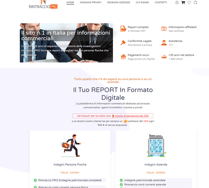 Screenshot di rintracciopro.it